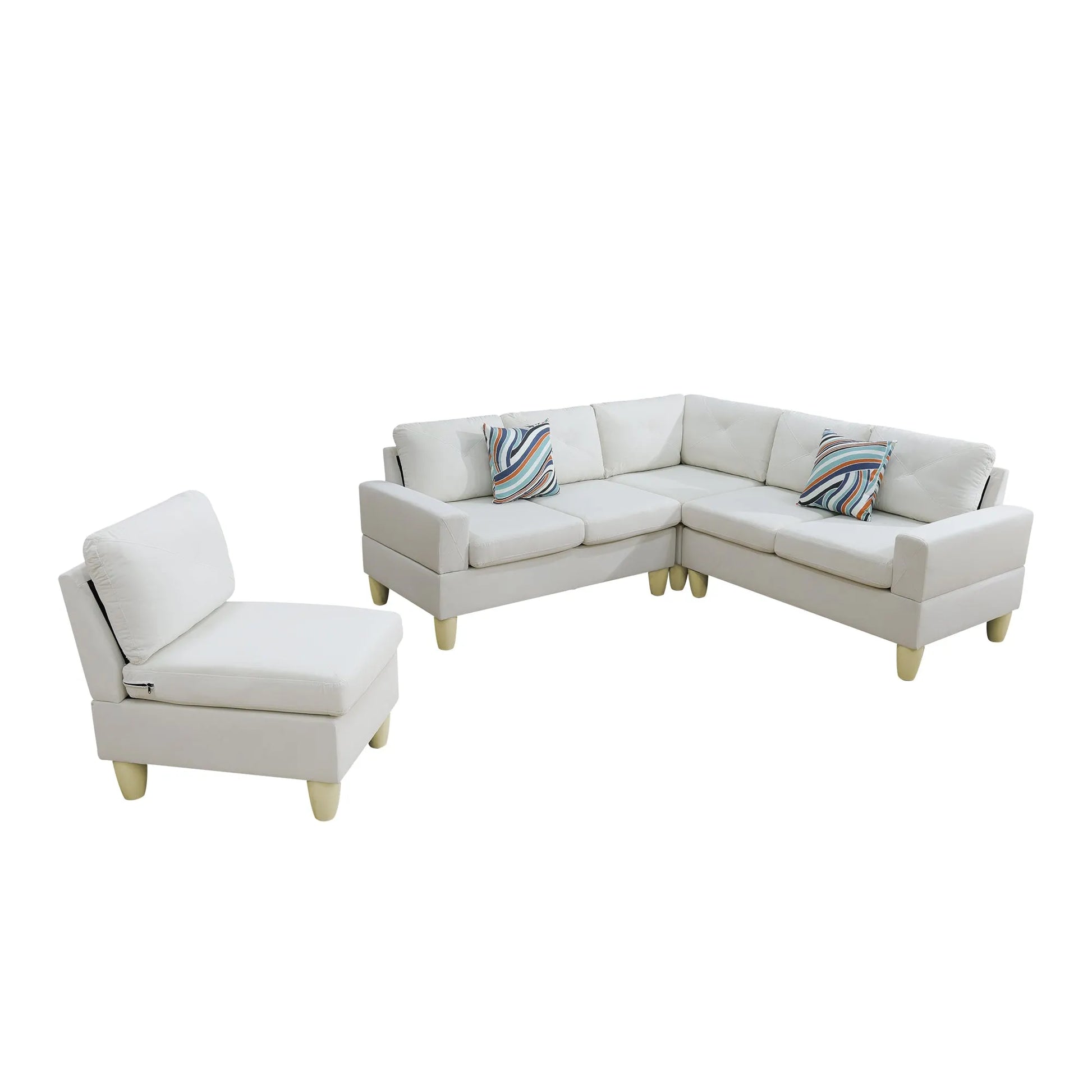Ainehome Beige Flannel 4-Piece Modular Sofa Set