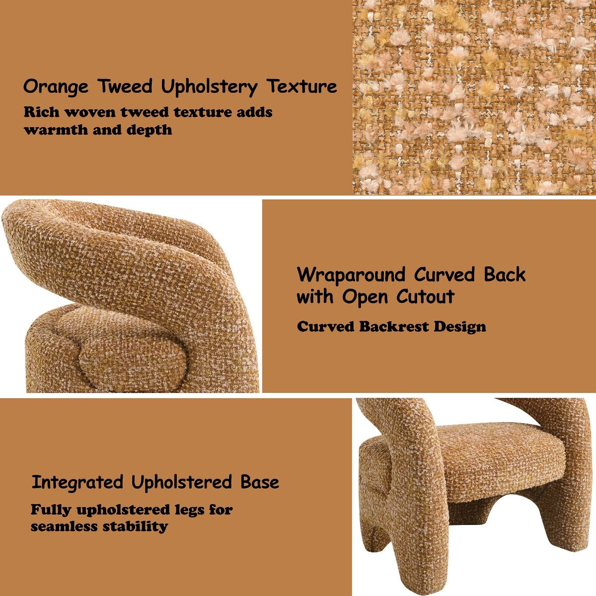 Pelia - Accent Chair - Orange Tweed