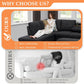 Ainehome 97.5" Wide Black Grey Linen L-Shaped Living Room Sectional Sofa Set