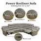 Ainehome Grey 3-Piece Intelligent Power Reclining Leather Sectional Sofa Set with Smart Features