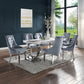 Zander - Dining Table - White Printed Faux Marble Top & Mirrored Silver