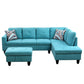 97" Wide Sky Blue Flannel L-Shaped Living Room Sectional Sofa Set — image 5