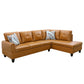 97" Wide Ginger Faux Leather L-Shaped Living Room Sectional Sofa Set