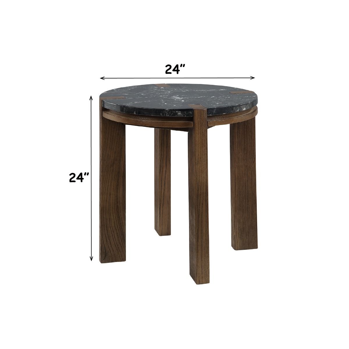 Estella - End Table With Natural Marble Top - Black Top & Walnut
