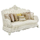 Adara - Sofa With 7 Pillows - Pearl White Synthetic Leather & Antique White
