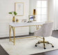 Lightmane - Vanity Desk (Same 92660) - White High Gloss & Gold