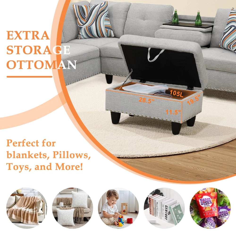 Ainehome 97.5" Wide Grey White Flannel 3-Piece Sofa Living Room Sofa Set
