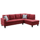 97" Wide Red Flannelette L-Shaped Living Room Sectional Sofa Set — image 7