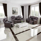 "Cinema" 3-Piece Brown Faux Leather Manual Reclining Sofa Set