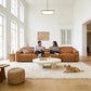 Ainehome Light Brown Leather 5-Seater Modular Power Reclining Sectional Sofa Set with Smart Storage & USB