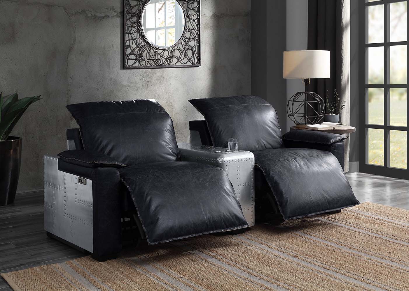 Misezon black top grain leather power recliners in a modern room