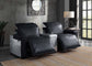 Misezon - Power Motion Recliner - Black Top Grain Leather & Aluminum