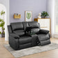 Cinema 3-Piece Black Faux Leather Manual Reclining Sofa Set