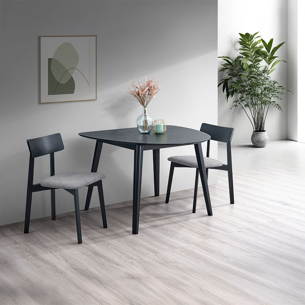Real - Side Chair (Set of 2) - Gray Linen & Black