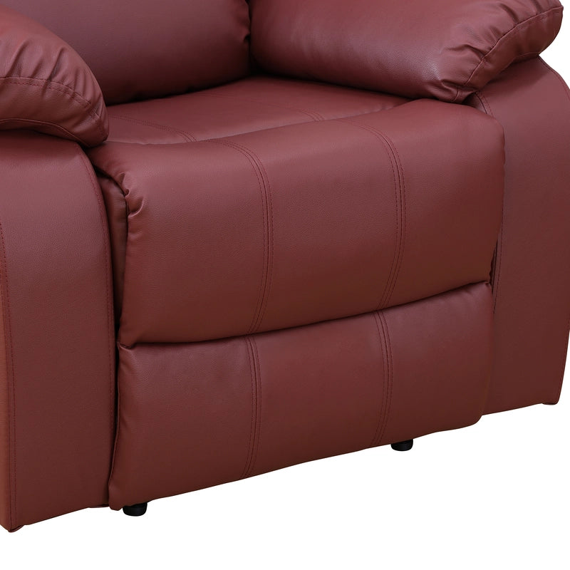 Ainehome Cinema 3-Piece Red Faux Leather Manual Reclining Sofa Set