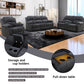 Ainehome Cinema 3-Piece Textured Dark Grey Corduroy Reclining Sofa Set