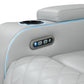 Elonzo - Power Motion Sofa With LED, Power Headrest & Speaker - Light Gray