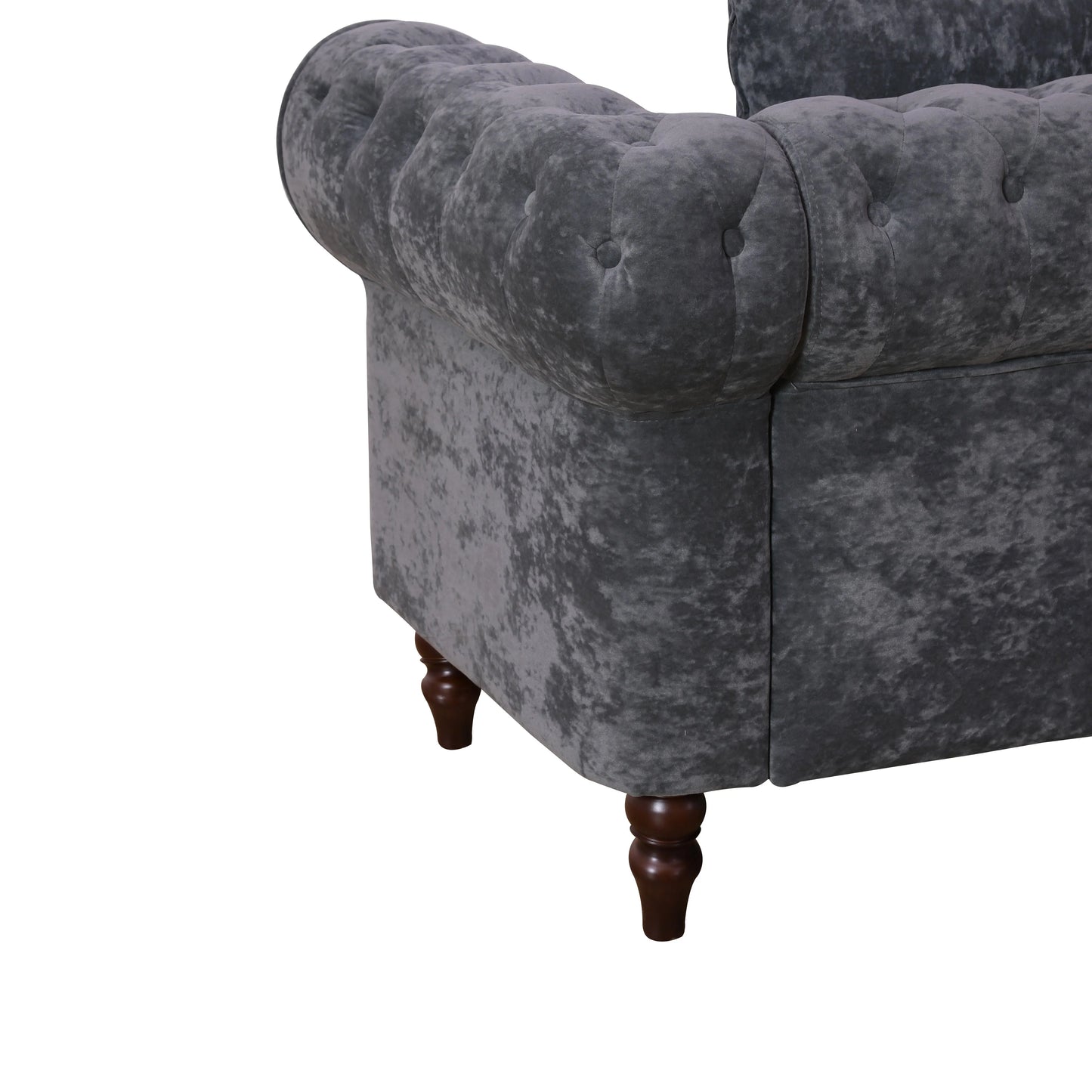 Ainehome Dark Gray Flannelette 2-Piece Sofa Set with Handcrafted Design