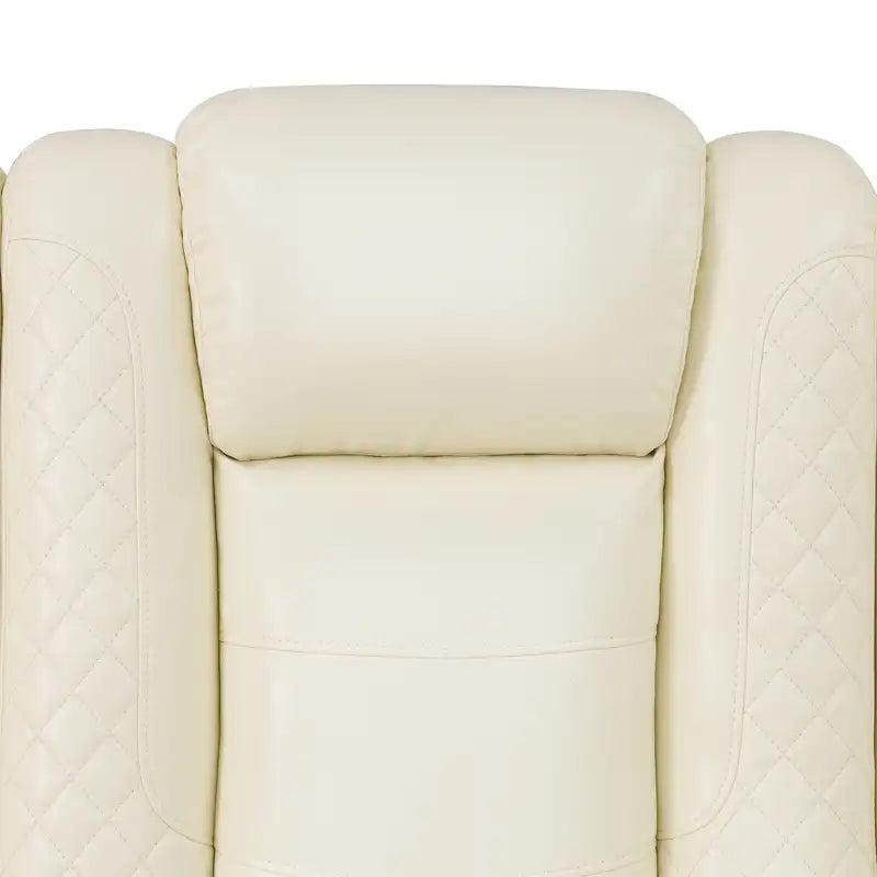 Ainehome White Leather Power Reclining Sofa Set with Smart Consoles & 170° Recline