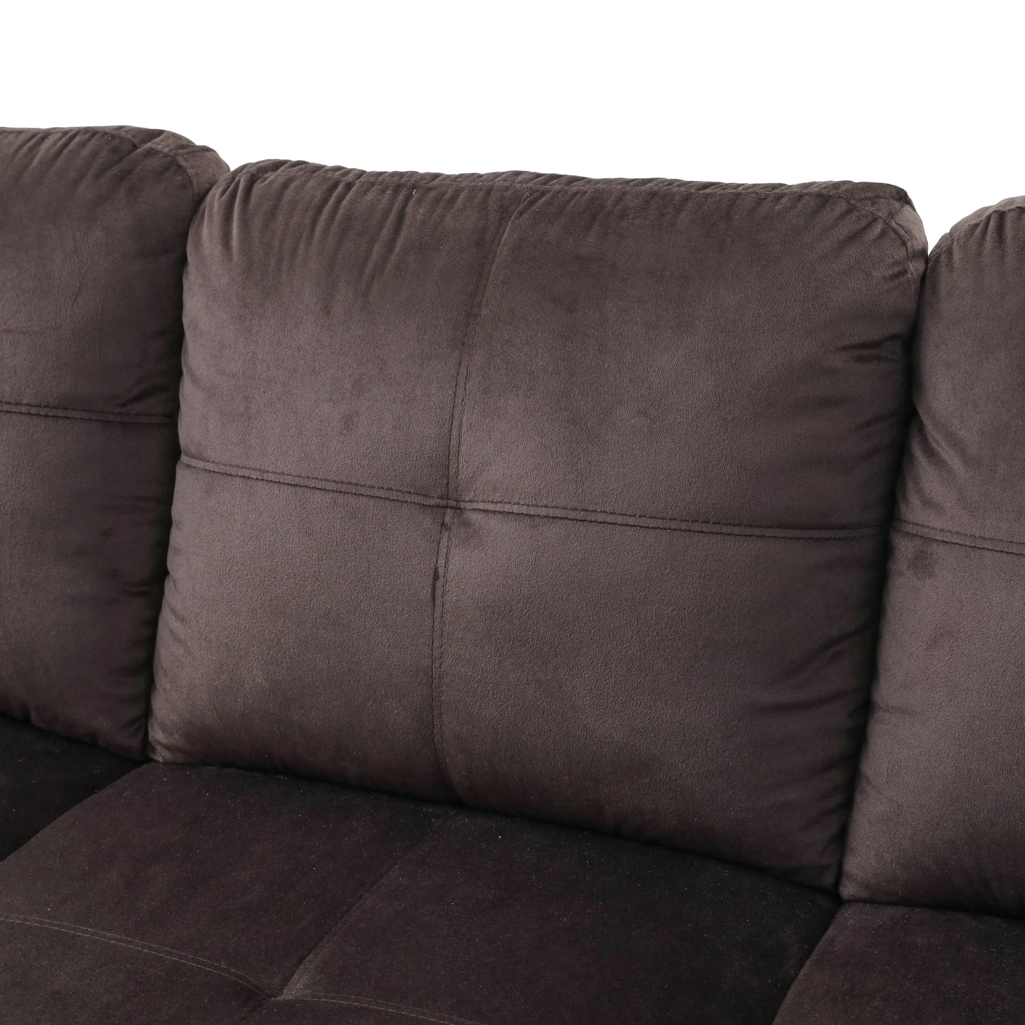 Ainehome 97" Wide Dark Brown Flannel L-Shaped Living Room Sectional Sofa Set