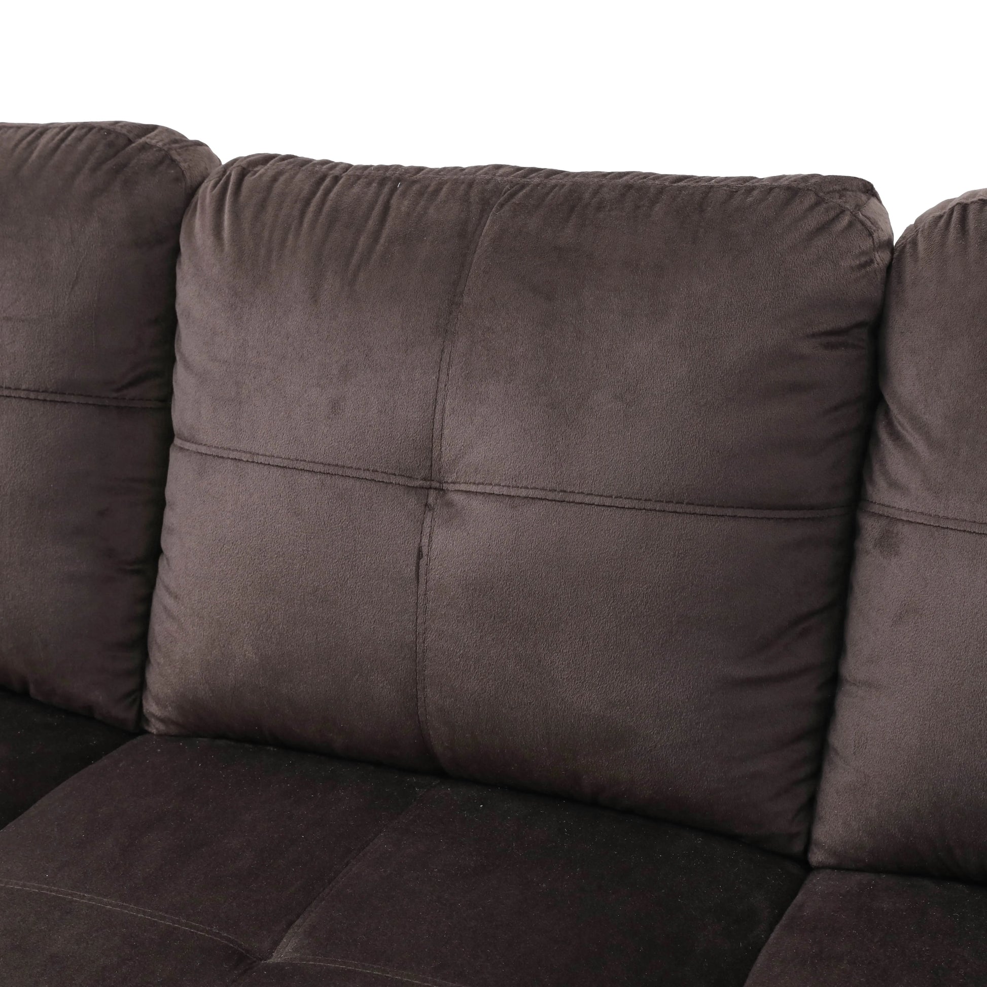 Ainehome 97" Wide Dark Brown Flannel L-Shaped Living Room Sectional Sofa Set
