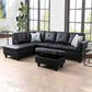 97" Wide Black Faux Leather L-Shaped Living Room Sectional Sofa Set — image 1