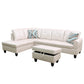 Ainehome 97" Wide Peaerl White Faux Leather L-Shaped Living Room Sectional Sofa Set