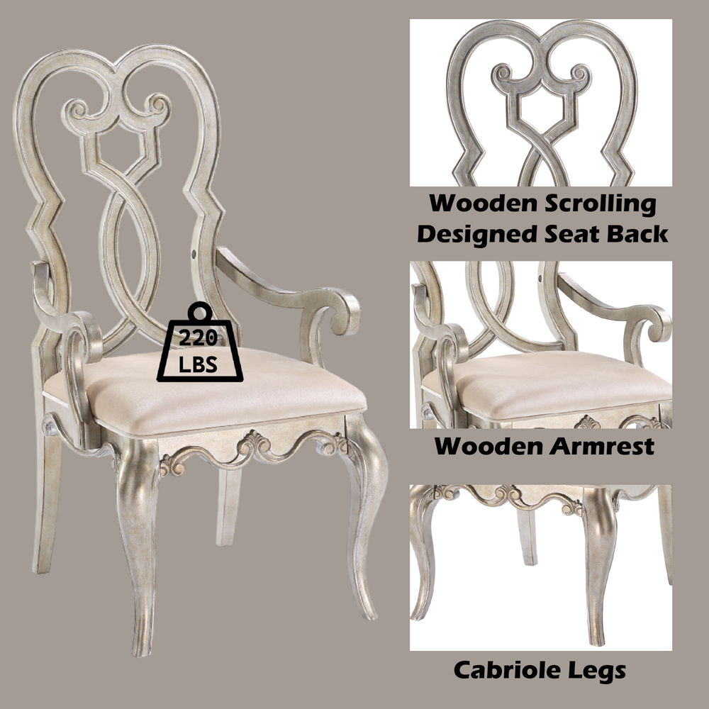 Esteban - Arm Chair (Set of 2) - Ivory Velvet & Antique Champagne