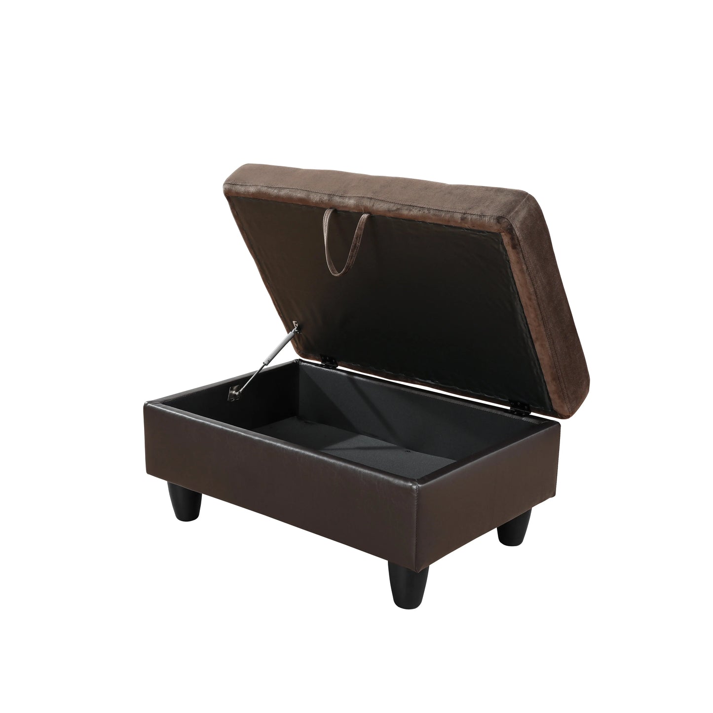 Ainehome Dark Brown Flannel & PVC Modular Storage Ottoman