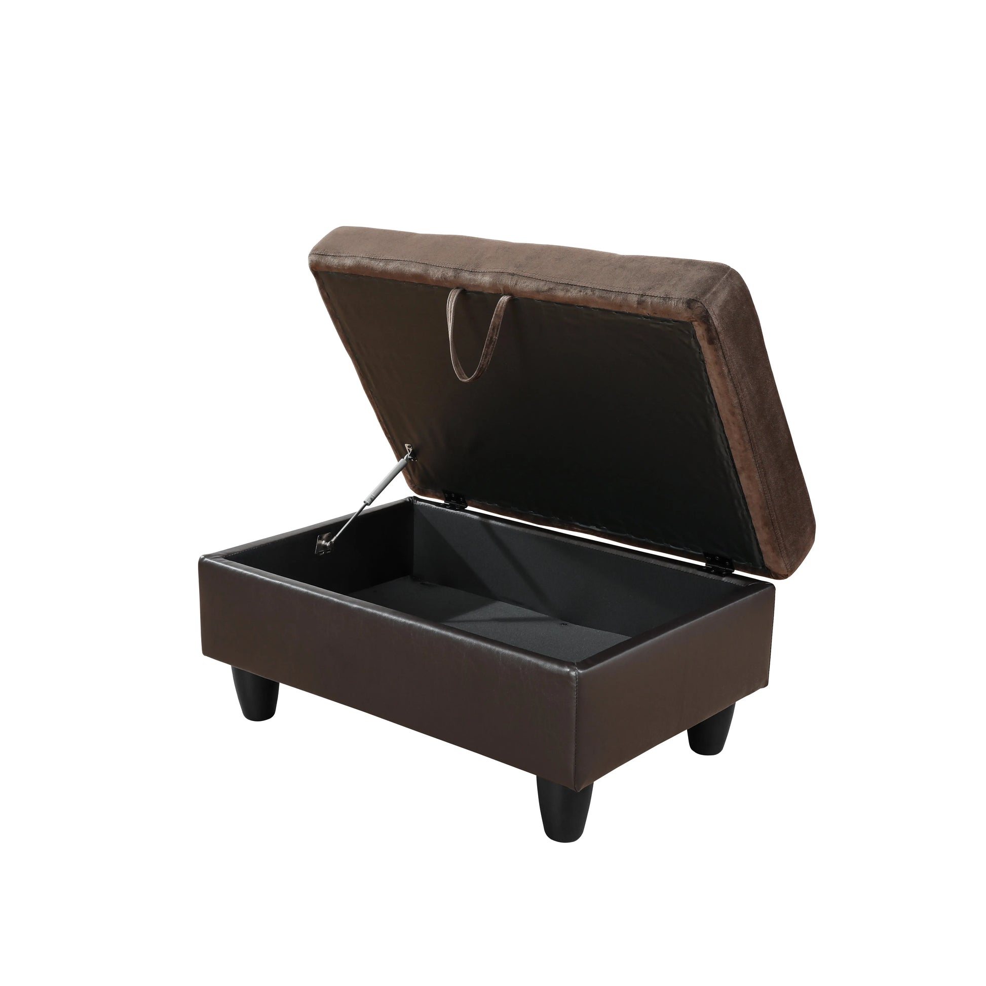 Ainehome Dark Brown Flannel & PVC Modular Storage Ottoman