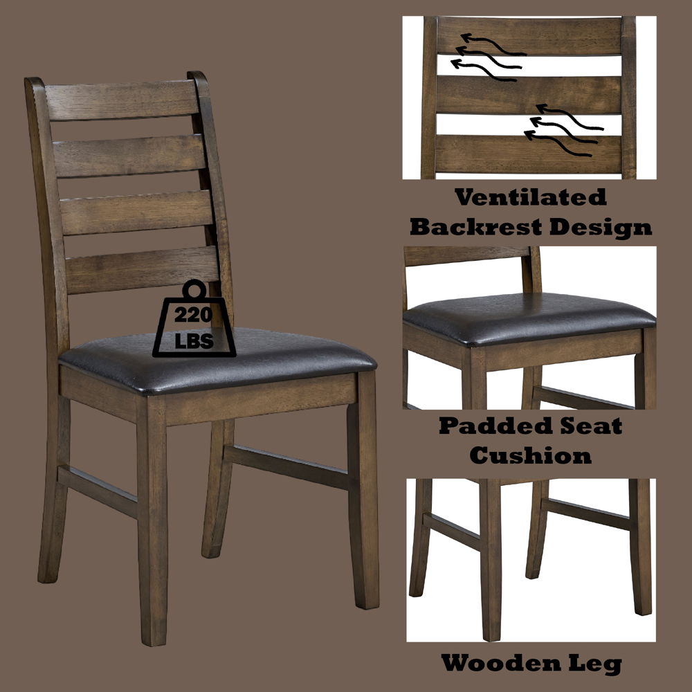 Damica - Side Chair (Set of 2) - Brown Synthetic Leather & Walnut