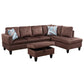 97" Wide Brown Microfiber L-Shaped Living Room Sectional Sofa Set — image 12