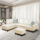 97.5" Wide White Faux Leather L-Shaped Living Room Sectional Sofa Set