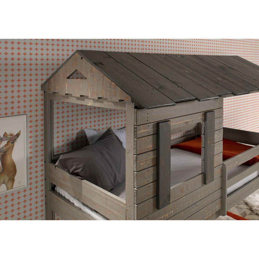 Darlene - Twin Over Twin Bunk Bed - Rustic Gray
