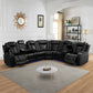 Ainehome Black Leather Power Reclining Sectional Sofa with Storage & Wireless Charging