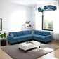 Ainehome Lake Blue Calico 4-Piece Modular Sofa Set