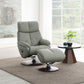 Kandoro - Motion Accent Chair With Swivel & Ottoman - Gray Leather & Brown Base