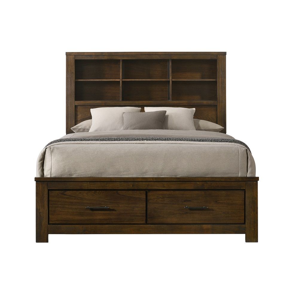 Merrilee II - Queen Bed With Storage - Oak