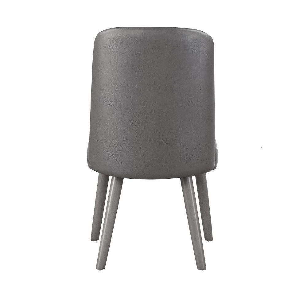 Waylon - Side Chair (Set of 2) - Gray Synthetic Leather & Gray Oak