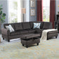 97" Wide Dark Brown Flannel L-Shaped Living Room Sectional Sofa Set