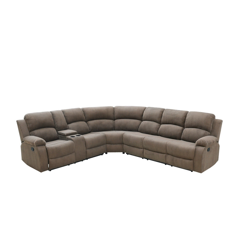 Ainehome Grandview 5-Seat Reclining Sectional in Textured Peanut Fabric