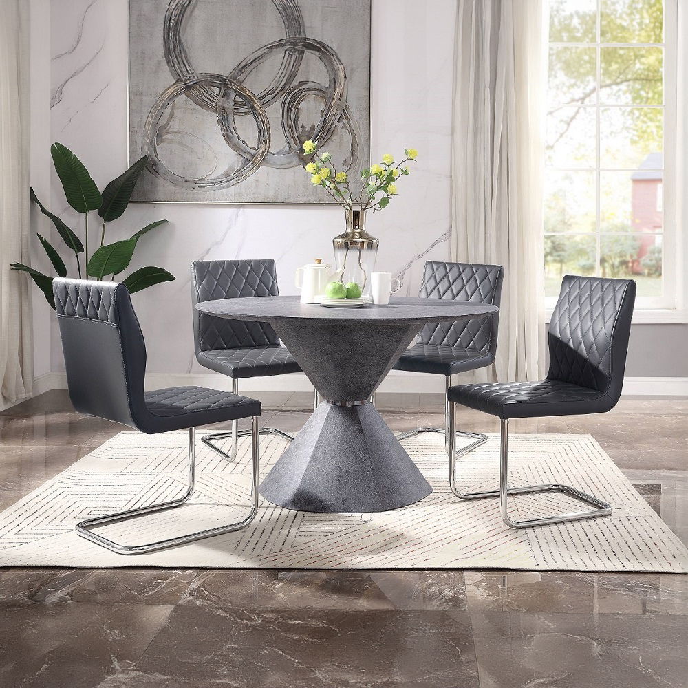 Ansonia - Side Chair (Set of 2) - Gray Synthetic Leather & Chrome