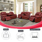 Ainehome Cinema 3-Piece Red Faux Leather Manual Reclining Sofa Set