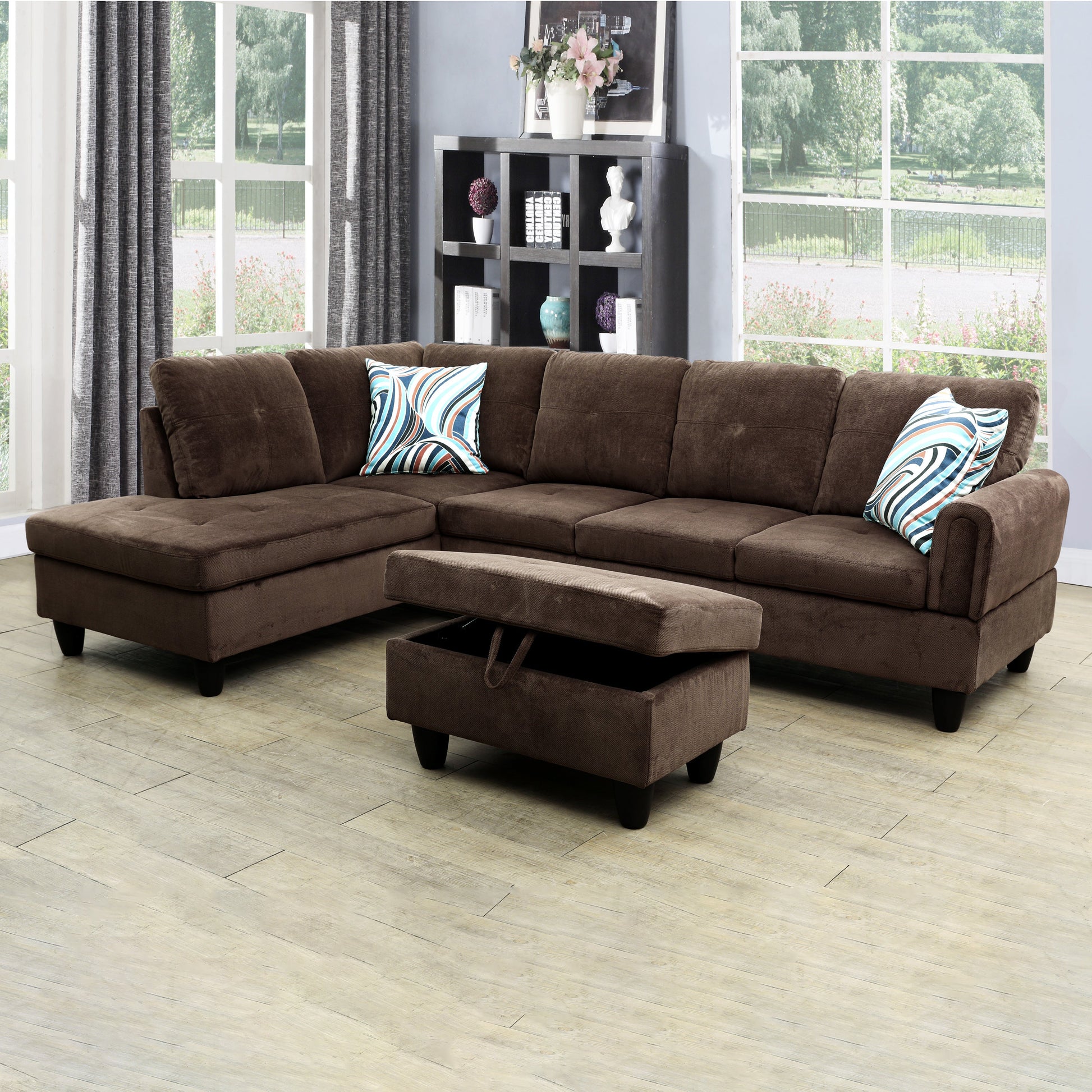 97" Wide Brown Corduroy Sofa Set – Modern Living Room Furniture | Comfortable & Stylish