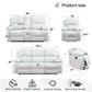 Ainehome Cinema 3-Piece Grey Fabric Manual Reclining Sofa Set