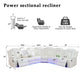 Ainehome Off-White 3-Piece Intelligent Power Reclining Leather Sectional Sofa Set with Smart Features