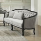 Samael - Loveseat With 2 Pillows - Gray Linen & Dark Brown