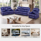 Ainehome Cinema 3-Piece Dark Blue Fabric Manual Reclining Sofa Set