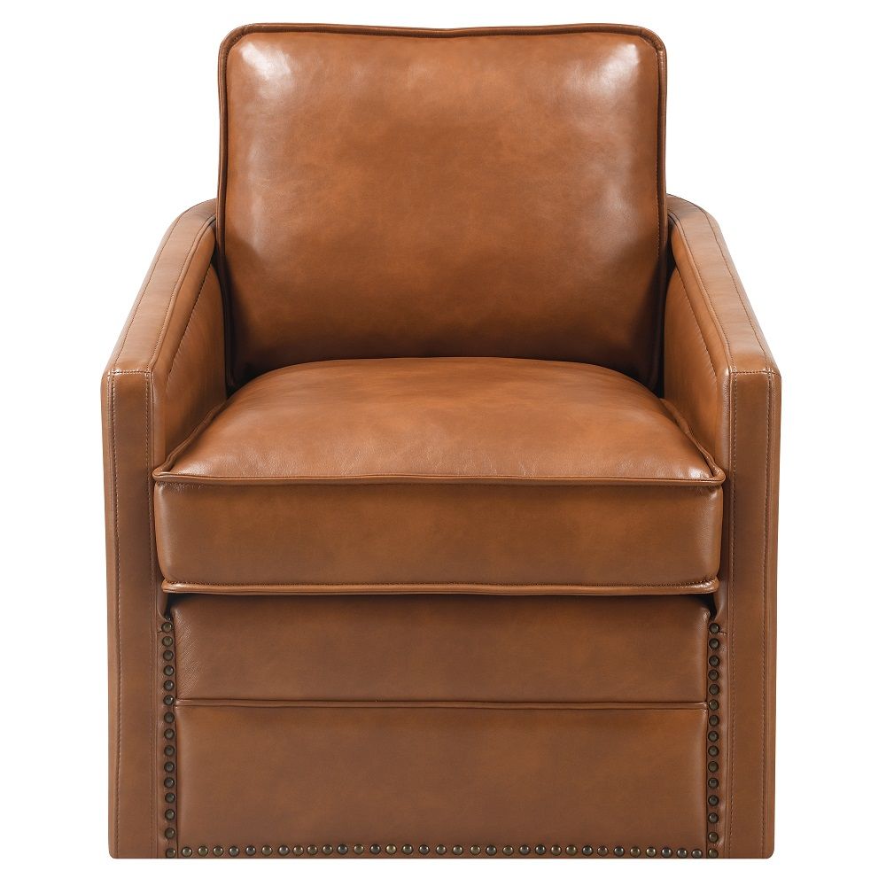 Rocha - Swivel Chair - Brown Leather Aire