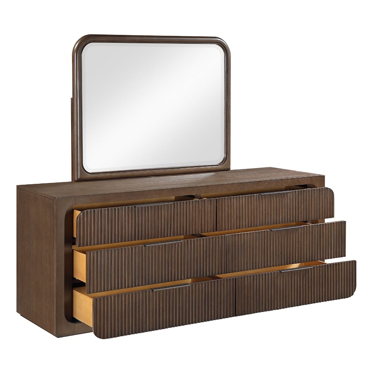 Leanna - Dresser With Wood Top - Brown Oak
